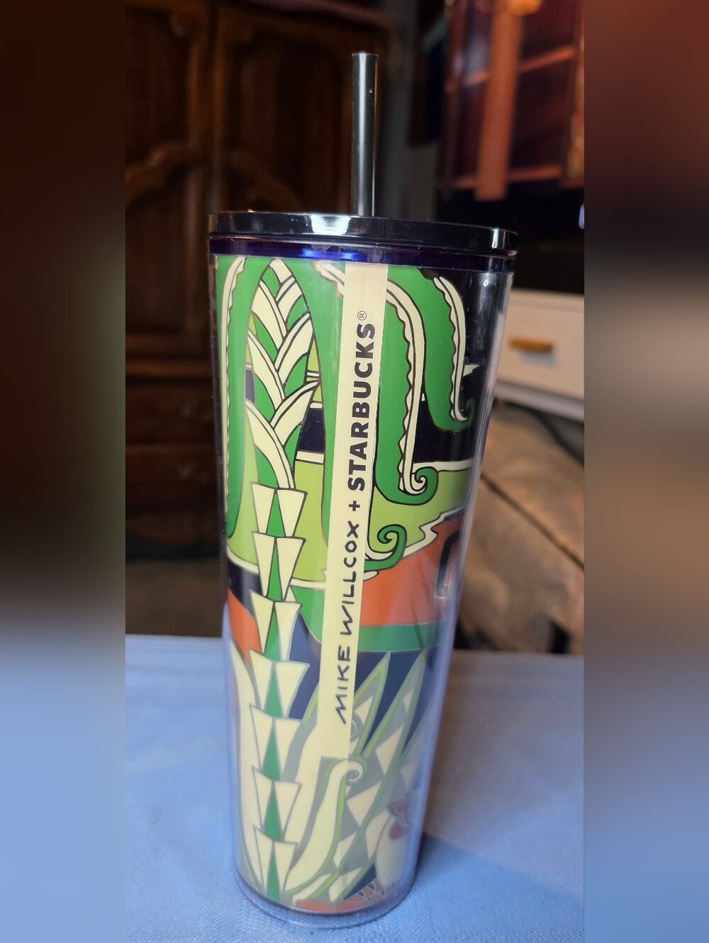 Starbucks x Mike Willcox 2024 Black Panther 24 oz Cold Cup Tumbler with Straw